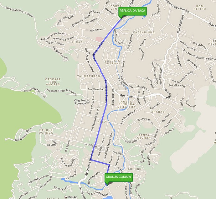 MAPA Réplica da taça em Teresópolis Copa (Foto: Reprodução / Google)