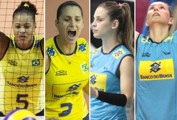 Montagem Vôlei - Fabíola, Dani Lins, Camila Brait, Adenízia.  (Foto: Editoria de arte)