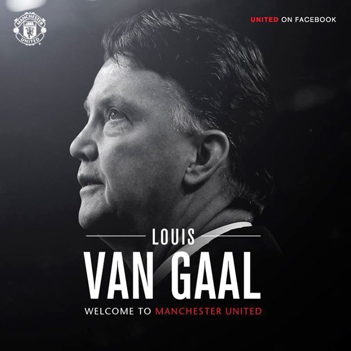 Van Gaal anunciado no Manchester United (Foto: Divulgação / Facebook Oficial)