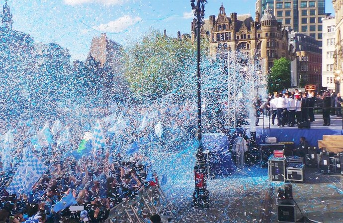 Festa Manchester City (Foto: Reprodução/Twitter Manchester City)