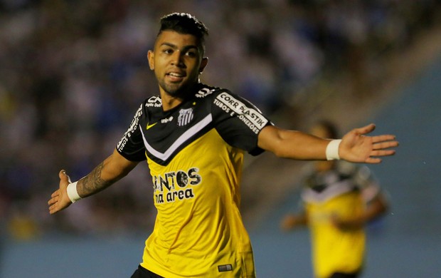 Gabriel comemora, Figueirense x Santos (Foto: Célio Messias/Agência Estado)