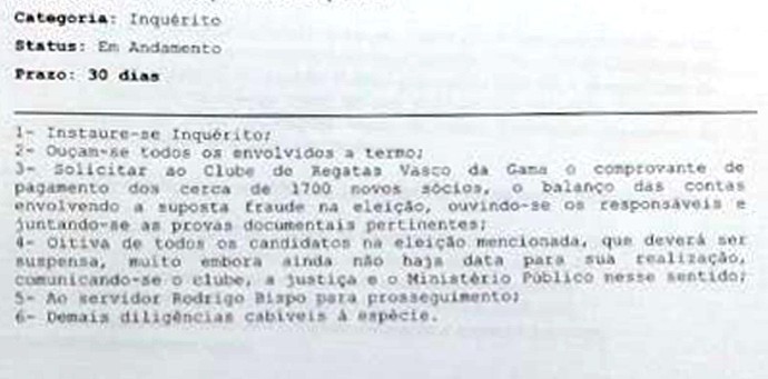 Documento Mensalão Vasco da Gama (Foto: Raphael Zarko)