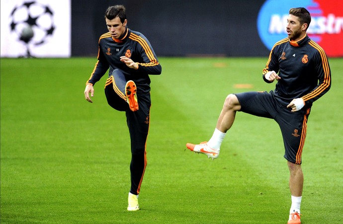 Bale e Sérgio Ramos Real Madrid treino (Foto: EFE)