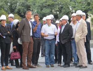 Jeróme Valcke, da Fifa, na Arena da Baixada, do Atlético-PR (Foto: Fernando Freire)