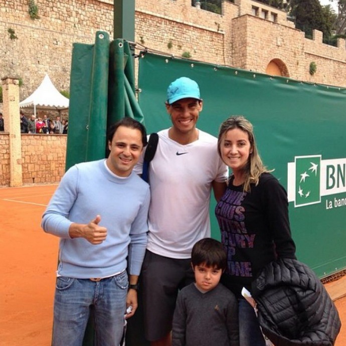 Acompanhado da família, Felipe Massa encontra Rafael Nadal em Mônaco (Foto: Reprodução / Instagram)