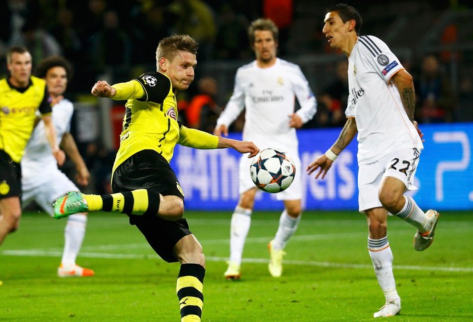 Piszcek e Di Maria, Borussia Dortmund x Real Madrid (Foto: Reuters)