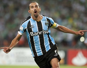 Barcos comemora, Nacional-COL x Grêmio (Foto: AFP)