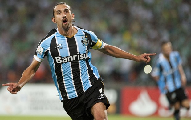 Barcos comemora, Nacional-COL x Grêmio (Foto: AFP)