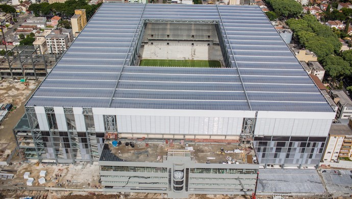 Imagem aérea da Arena da Baixada, do Atlético-PR, em março de 2014 (Foto: Site oficial do Atlético-PR/Alexandre Carnieri/Studio Gaea)