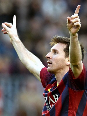 Messi comemoração Barcelona contra Osasuna (Foto: AFP)