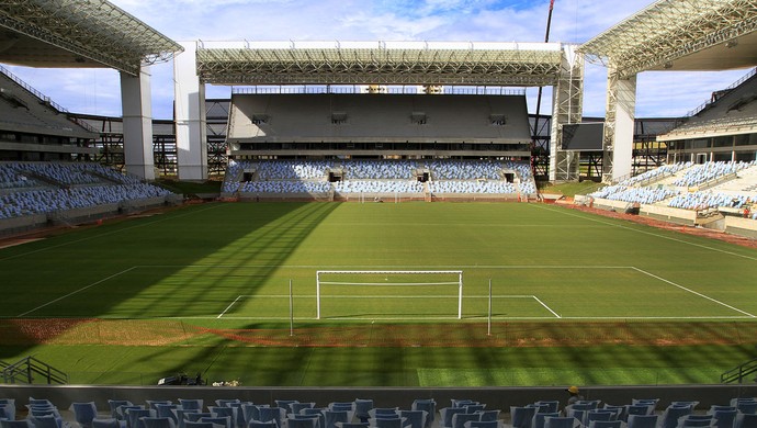 Gramado demarcado da Arena Pantanal (Foto: Edson Rodrigues/Secopa-MT)