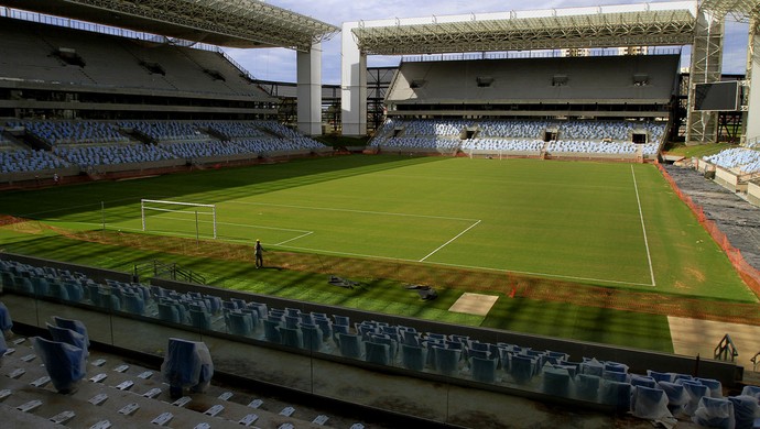 Gramado demarcado da Arena Pantanal (Foto: Edson Rodrigues/Secopa-MT)