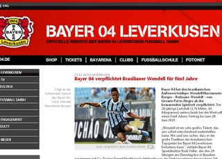 Wendell é anunciado no site do Bayer Leverkusen (Foto: Reprodução)