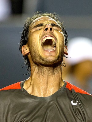 Rafael Nadal comemoração tênis contra Andujar Rio Open (Foto: AP)