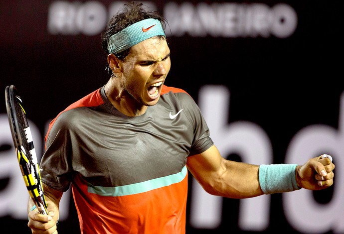 Rafael Nadal comemoração tênis contra Andujar Rio Open (Foto: AP)