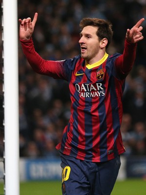 Messi gol, Manchester City x Barcelona (Foto: Getty Images)