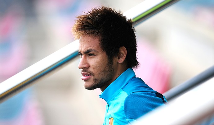 Neymar no treino do Barcelona (Foto: AP)