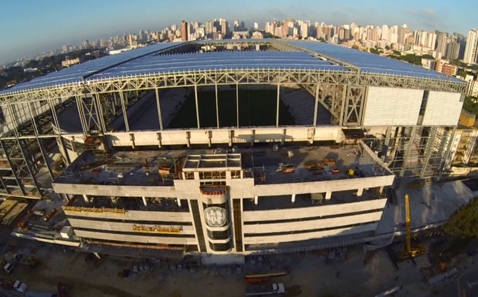 Visão aérea da Arena da Baixada, estádio do Atlético-PR (Foto: Reprodução/RPC TV)