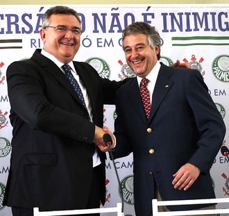 Mario Gobbi e Paulo Nobre coletiva da Paz jogo Palmeiras e Corinthians (Foto: Marcos Ribolli / Globoesporte.com)