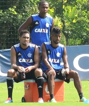 Treino Flamengo Hernane Léo Moura Samir (Foto: Cahê Mota)