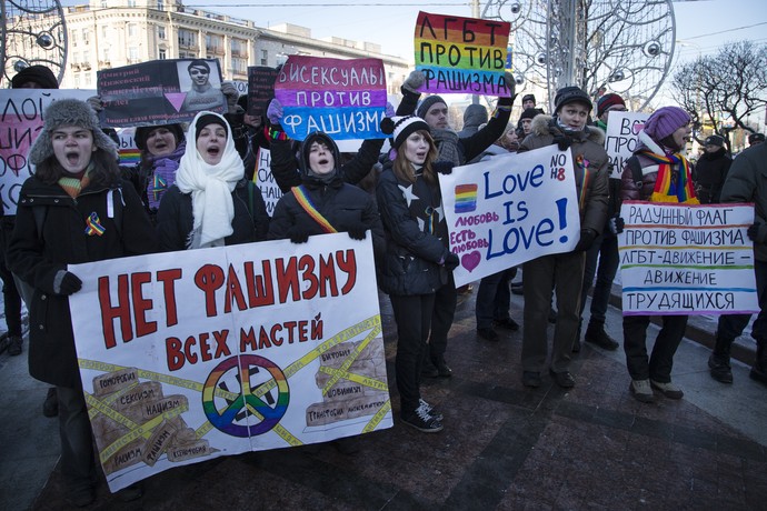 protesto gay russia moscou (Foto: AP)