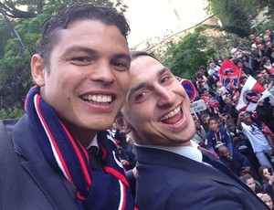 Thiago Silva e Ibrahimovic PSG Campeão (Foto: Arquivo Pessoal)