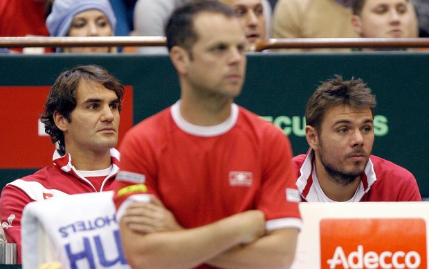 Roger Federer, Severin Luthi e Stanislas Wawrinka Copa davis (Foto: Reuters)