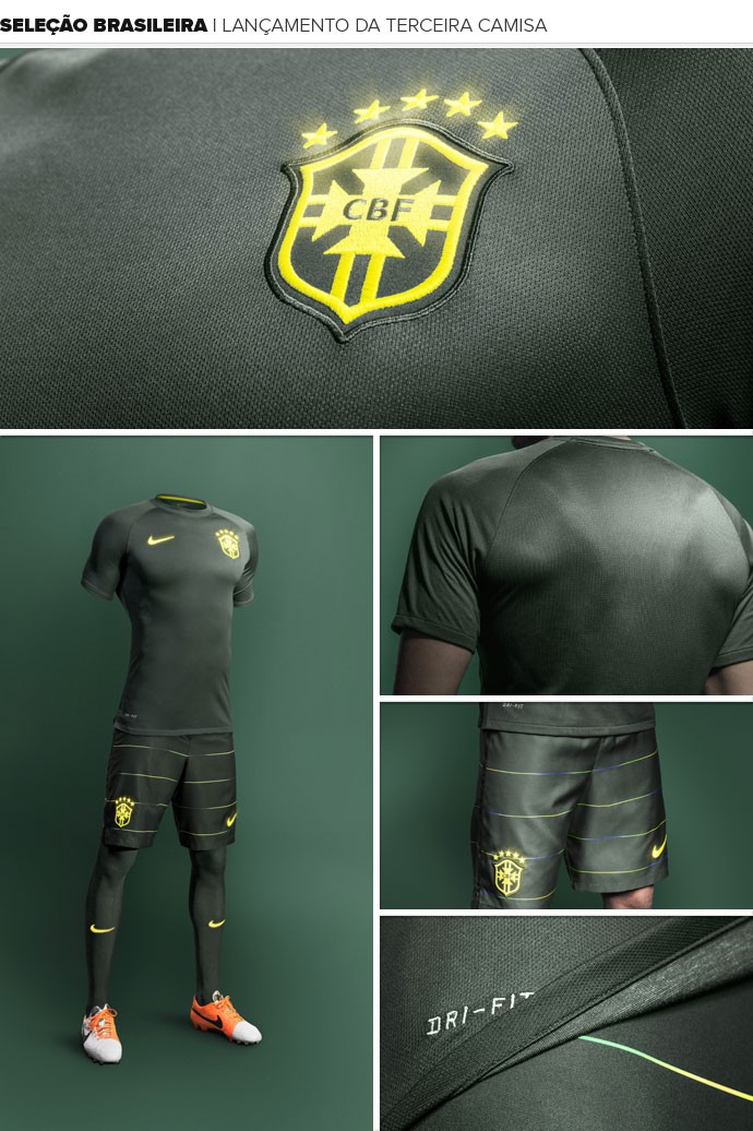 MOSAICO - lançamento terceiro uniforme da Seleção brasileira 2014 (Foto: Divulgação)