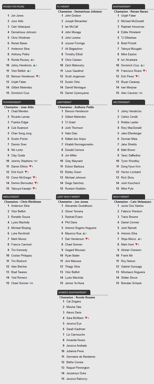 Ranking UFC (Foto: Divulgação UFC)