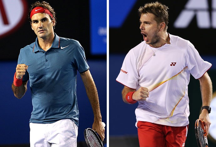 MONTAGEM - Roger Federer e Stanislas Wawrinka australian open (Foto: Agência Getty Images)