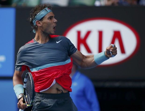 Rafael Nadal vibra com a vitória suada sobre o japonês Kei Nishikori (Foto: Reuters)