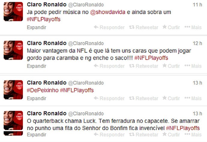 reprodução post twitter Ronaldo nfl (Foto: Reprodução / Twitter)