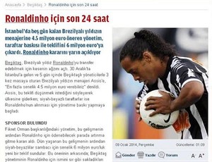 ronaldinho gaucho jornal turco (Foto: Reprodução )