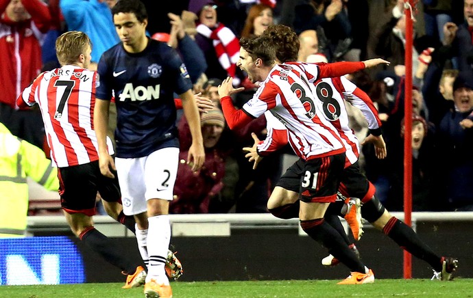 Fabio Borini comemoração jogo Manchester United contra Sunderland (Foto: AP)