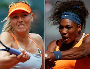 Montagem Tenis Sharapova Serena Williams Madrid (Foto: Reuters)