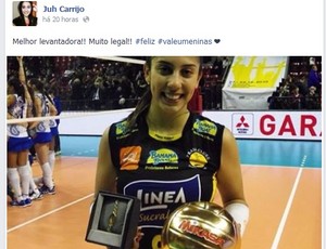 ju carrijo praia clube top volley melhor levantadora facebook (Foto: Reprodução Facebook)