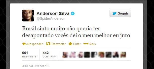 reprodução twitter Anderson silva (Foto: Reprodução / Twitter)