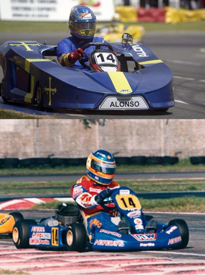 Fernando Alonso posta fotos usando o número 14 no kart (Foto: Reprodução)