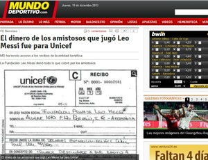 Recibo Fundação Messi, Mundo Deportivo (Foto: Reprodução)