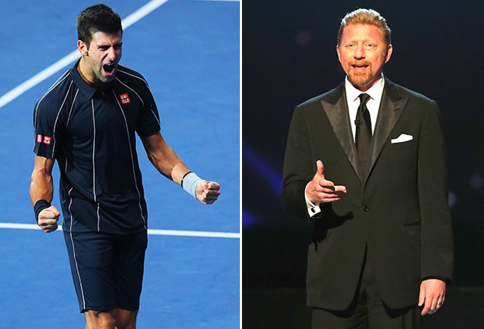 montagem tênis Djokovic e Boris Becker (Foto: Editoria de Arte)