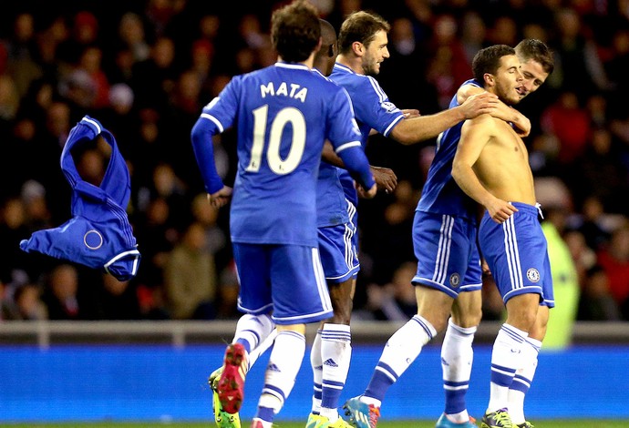 Hazard comemoração jogo Chelsea contra Sunderland (Foto: AP)