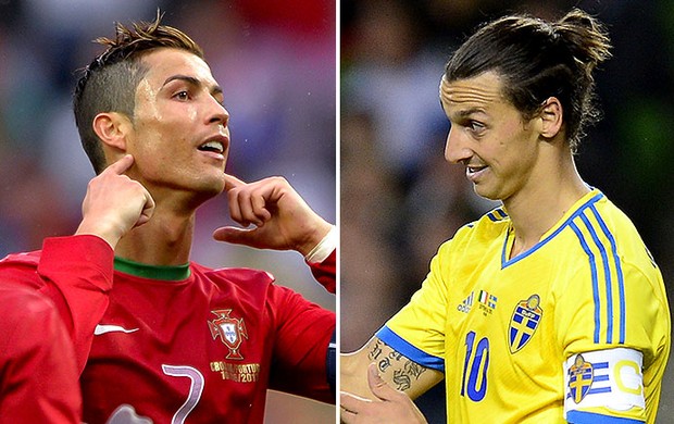 montagem - Cristiano Ronaldo e Ibrahimovic (Foto: Editoria de Arte)