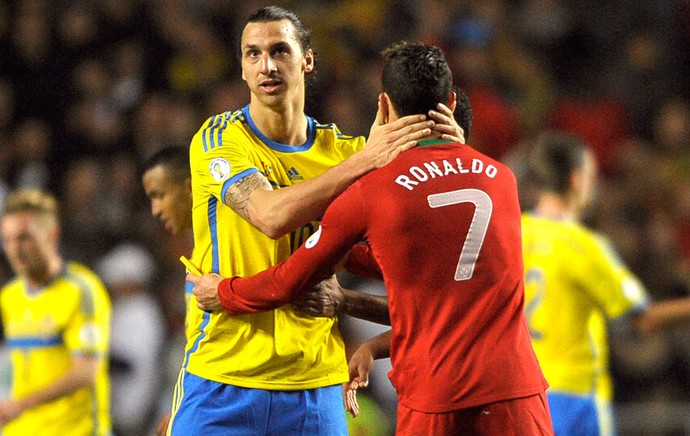 Cristiano Ronaldo e Ibrahimovic Portugal e Suécia (Foto: Agência AFP)