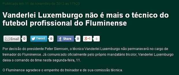 Luxemburgo não é mais técnico do Fluminense (Foto: Divulgação)