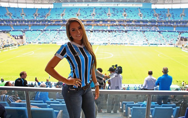 carol portaluppi filha renato gaúcho grêmio arena (Foto: Lucas Uebel/Grêmio FBPA)