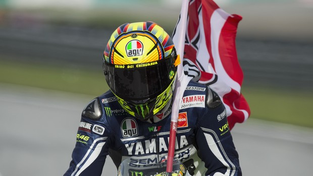 Valentino Rossi Yamaha MotoGP Motovelocidade Sepang Malásia bandeira Marco Simoncelli (Foto: Agência Getty Images)