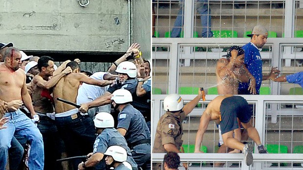 montagem confusão torcida São Paulo torcida Cruzeiro (Foto: Editoria de Arte)