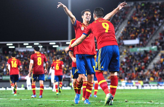 Arbeloa e Negredo Espanha e Belarus (Foto: Getty Images)