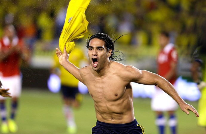 Falcao comemoração Colombia contra Chile (Foto: AP)