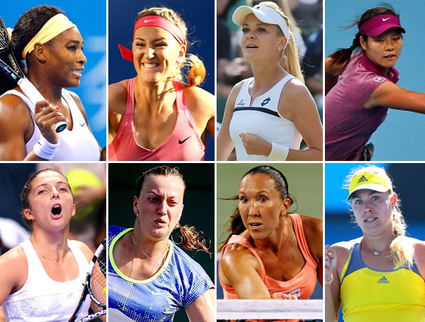 tenis Serena Williams, Victoria Azarenka, Agnieszka Radwanska, Na Li, Petra Kvitova, Sara Errani, Jelena Jankovic e Angelique Kerber (Foto: Editoria de Arte)